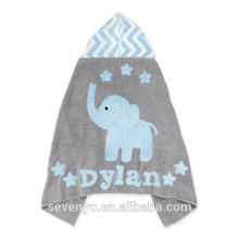 Fabricante de China del patrón de elefante suave textil niños bebé toalla de baño con capucha HBT-024